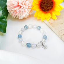 Load image into Gallery viewer, Ocean Blue (Santa Maria Aquamarine, Blue Chalcedony, Clear Quartz) Crystal Bracelet