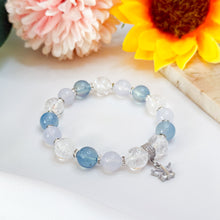 Load image into Gallery viewer, Ocean Blue (Santa Maria Aquamarine, Blue Chalcedony, Clear Quartz) Crystal Bracelet