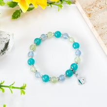 Load image into Gallery viewer, Minty Melon (Santa Maria Aquamarine, Peru Amazonite, Prehnite) Crystal Bracelet