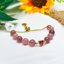 Load image into Gallery viewer, Princess Dahlia (RARE Guava Quartz, Strawberry Quartz) Gold Chain Crystal Bracelet