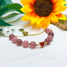 Load image into Gallery viewer, Princess Dahlia (RARE Guava Quartz, Strawberry Quartz) Gold Chain Crystal Bracelet