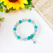 Load image into Gallery viewer, Minty Melon (Santa Maria Aquamarine, Peru Amazonite, Prehnite) Crystal Bracelet
