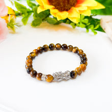 Load image into Gallery viewer, Mini Yellow Tiger's Eye with Stainless Steel Pixiu Charm Crystal Bracelet