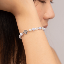 Load image into Gallery viewer, Icy Green (Blue Lace Agate, Green Jade) Clover 304 Stainless Steel Slider Crystal Bracelet
