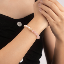 Load image into Gallery viewer, Rose Pearl Crystal Bracelet (Rose Quartz & Freshwater Pearls)