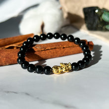 Load image into Gallery viewer, Black Tourmaline (w/ Gold Plated Pixiu)