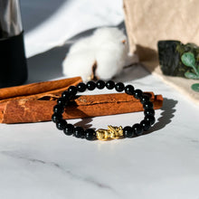 Load image into Gallery viewer, Black Tourmaline (w/ Gold Plated Pixiu)