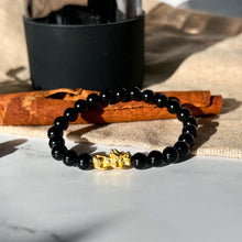 Load image into Gallery viewer, Black Tourmaline (w/ Gold Plated Pixiu)