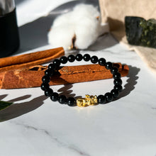 Load image into Gallery viewer, Black Tourmaline (w/ Gold Plated Pixiu)