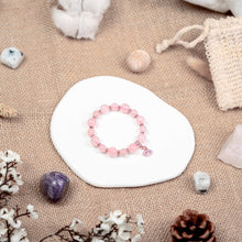 Load image into Gallery viewer, Rose Quartz (Rose Gold Evil Eye) Crystal Bracelet