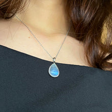 Load image into Gallery viewer, Rainbow Moonstone Sterling Silver Necklace