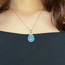 Load image into Gallery viewer, Rainbow Moonstone Sterling Silver Necklace