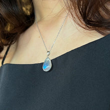 Load image into Gallery viewer, Rainbow Moonstone Sterling Silver Necklace