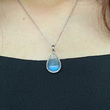 Load image into Gallery viewer, Rainbow Moonstone Sterling Silver Necklace