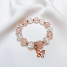 Load image into Gallery viewer, Rose Quartz x Frosted Quartz (Rose Gold Butterfly Charm)