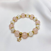 Load image into Gallery viewer, Rose Quartz x Frosted Quartz (Gold Plated Butterfly)