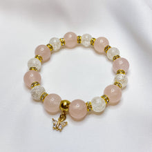 Load image into Gallery viewer, Rose Quartz x Frosted Quartz (Gold Plated Butterfly)
