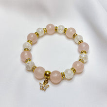 Load image into Gallery viewer, Rose Quartz x Frosted Quartz (Gold Plated Butterfly)