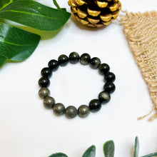 Load image into Gallery viewer, Pyrite x Golden Sheen Obsidian Crystal Bracelet