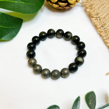 Load image into Gallery viewer, Pyrite x Golden Sheen Obsidian Crystal Bracelet