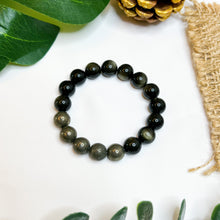 Load image into Gallery viewer, Pyrite x Golden Sheen Obsidian Crystal Bracelet