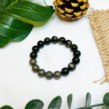 Load image into Gallery viewer, Pyrite x Golden Sheen Obsidian Crystal Bracelet