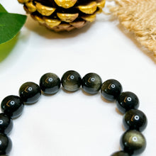 Load image into Gallery viewer, Pyrite x Golden Sheen Obsidian Crystal Bracelet