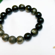 Load image into Gallery viewer, Pyrite x Golden Sheen Obsidian Crystal Bracelet