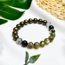 Load image into Gallery viewer, Fortune Four (Labradorite, Pyrite, Black Rutile, Blue Tiger's Eye) Crystal Bracelet