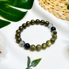 Load image into Gallery viewer, Fortune Four (Labradorite, Pyrite, Black Rutile, Blue Tiger's Eye) Crystal Bracelet