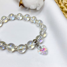 Load image into Gallery viewer, Angel Aura Quartz Crystal Bracelet (Glass Heart Charm)