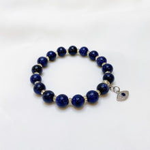 Load image into Gallery viewer, Sodalite (Silver Evil Eye Charm) Crystal Bracelet