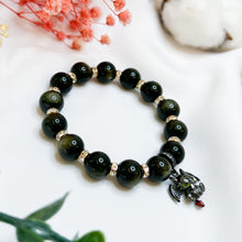 Load image into Gallery viewer, Golden Sheen Obsidian (w/ S925 Night Fury) Crystal Bracelet