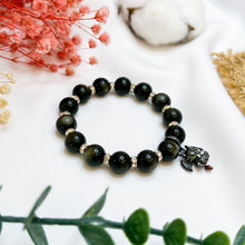 Load image into Gallery viewer, Golden Sheen Obsidian (w/ S925 Night Fury) Crystal Bracelet