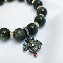Load image into Gallery viewer, Golden Sheen Obsidian (w/ S925 Night Fury) Crystal Bracelet