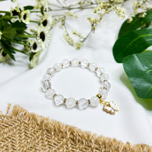 Load image into Gallery viewer, Clear Quartz x Frosted Quartz (Acrylic Butterfly Charm) Crystal Bracelet