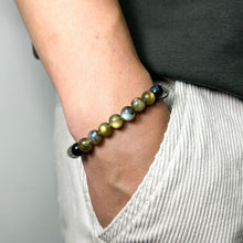 Load image into Gallery viewer, Fortune Four (Labradorite, Pyrite, Black Rutile, Blue Tiger's Eye) Crystal Bracelet