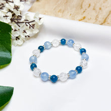 Load image into Gallery viewer, Moroccan Clouds (Santa Maria Aquamarine, Blue Apatite, Frosted Clear Quartz) Crystal Bracelet
