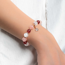 Load image into Gallery viewer, Carmilla Rose Crystal Bracelet (Rose Quartz, Strawberry Quartz, Frosted Clear Quartz)
