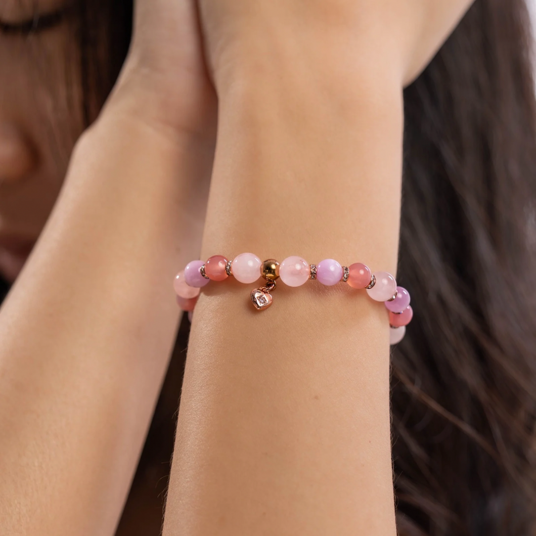Baby Rose (Kunzite, Yan Yuan Agate, Rose Quartz) Crystal Bracelet