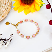 Load image into Gallery viewer, Mini Ophelia (Peruvian Pink Opal, Freshwater Pearl) Crystal Chain Bracelet
