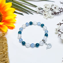 Load image into Gallery viewer, Moroccan Clouds (Santa Maria Aquamarine, Blue Apatite, Crackled Clear Quartz) Crystal Bracelet
