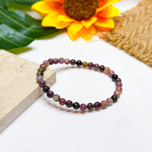 Load image into Gallery viewer, Rainbow Tourmaline Elastic/ Stainless Steel Crystal Bracelet
