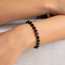 Load image into Gallery viewer, Mini Silver Sheen Obsidian Crystal Bracelet
