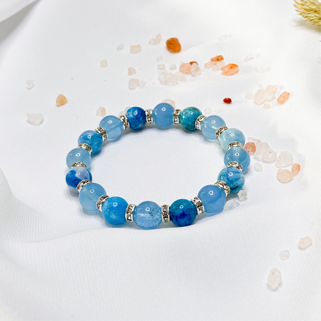 Admiral Blue Crystal Bracelet (Hemimorphite x Aquamarine)