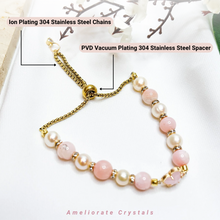 Load image into Gallery viewer, Princess Ophelia (Pink Opal, Pearl) Crystal Slider Bracelet
