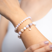 Load image into Gallery viewer, Vanilla Cream (White Jade, Mother of Pearl, Cream Trochus) Crystal Bracelet
