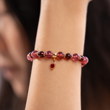 Load image into Gallery viewer, Strawberry Velvet (Garnet, Strawberry Quartz) Crystal Bracelet
