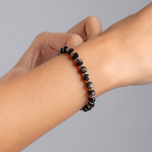 Load image into Gallery viewer, Mini Silver Sheen Obsidian Crystal Bracelet
