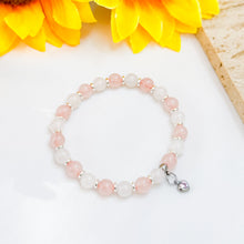 Load image into Gallery viewer, Mini Rosy Snow (Rose Quartz, Icy White Jade) Chain Crystal Bracelet
